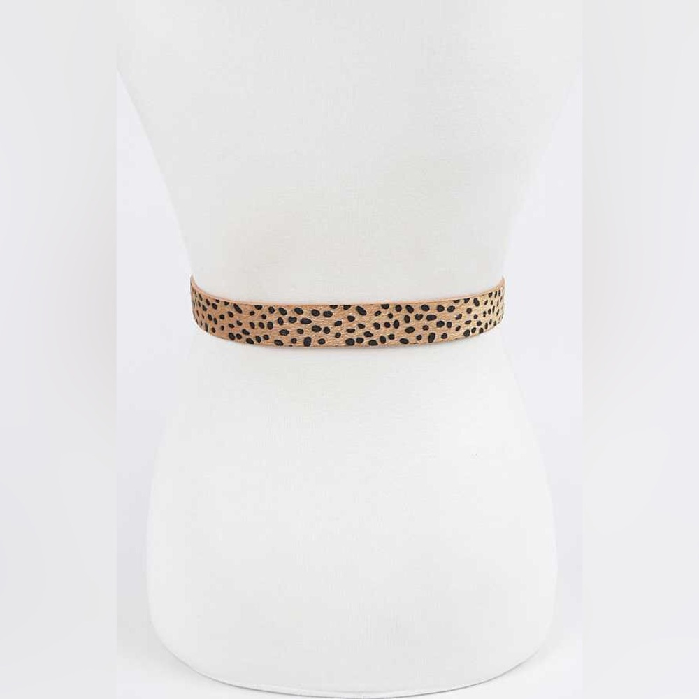 Cheetah Animal Print Logo Skinny Statement Belt - Picture 3 of 4